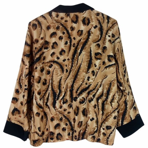 Vintage Blouse Womens M Maximalist Leopard Paisley Art to Wear 80s Button Up - Picture 5 of 7